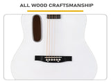 38 Inch Acoustic Guitar for Beginners, H Body Shape, Basswood Folk Guitar in Cream White, 6-String 58112789