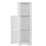 ZUN Tall Bathroom Corner Cabinet, Freestanding Storage Cabinet with Doors and Adjustable Shelves, MDF WF293800AAK