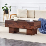 ZUN Modern Simple Walnut Colored Texture Sticker MDF Coffee Table - 43.3"x21.6"x17.2" Practical W1151P230543