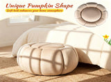 Pumpkin Shaped Velvet Storage Ottoman, Multi-Functional Foot Rest Stool with Hidden Storage, Flip 60762584