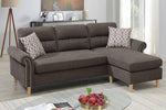 ZUN Tan Color Polyfiber Reversible Sectional Sofa Set Chaise Pillows Plush Cushion Couch Nailheads HS00F6448-ID-AHD