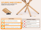 37.4 Inch Round Dining Table for 4-6 People, Cross X Metal Leg Kitchen Dinner Table with Adjustable 70685521