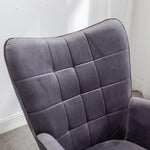 ZUN Leiria Contemporary Silky Velvet Tufted Accent Chair with Ottoman, Gray T2574P164273