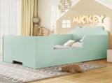 Toddler Floor Bed Frame, Cot Bed for Boys and Girls Ages 3-6, Bear Shape Toddler Bed, Green W1580P373256