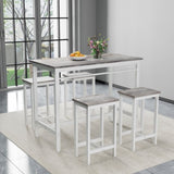 5-piece modern kitchen table with four bar stools Bar table set 5PC,metal frame and MDF, white W578P310676