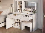Fashion Vanity Desk with Mirror and Lights for Makeup, Vanity Mirror with Lights and Table Set with 65630816