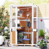 TOPMAX 63'' Height Garden Wood Storage Cabinet Outdoor Tool Storage Shed, N717P233276L