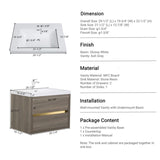 30" Wall-Mounted Bathroom Vanity with Sink, Floating Bathroom Storage Cabinet with Stone Resin W1573P211184