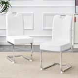 A set of 4 white thickened dining chairs with built- in spring packages and ergonomic W3226P279079