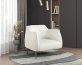 Luxury Furniture 1pc Accent Chair White Beautiful Boucle Upholstery Gold Finish Metal Legs Elegant B011P256312