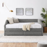 ZUN Queen Size Daybed with Two Drawers Trundle Upholstered Tufted Sofa Bed, Linen Fabric, Grey 19930136