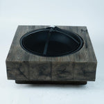 ZUN Wood-Fueled Outdoor Fire Pit with Wood Grain Design W2734P228321