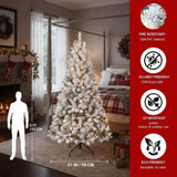 5FT Flocked Christmas Tree 407 Tips Artificial Plant with 150 Warm White Lights Sturdy Metal Stand 36299344