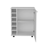 Bar -coffee cart 32" H, Kitchen or living room cabinet storage with 4 wheels, with 6 bottle racks, a B097133388