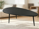 Black Stylish Irregular Shape Coffee Table, Heavy-Duty Metal Base Oval Sofa Side Table, 04619681