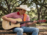 Natural wood color 41-inch Dreadnought barrel-shaped cutaway acoustic guitar with pick, strings, 20565157