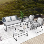 ZUN Outdoor Furniture 4 Piece wicker patio furniture set,glass table,With cushion,Suitable for patio, W2071P281624