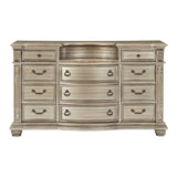 Silver Finish European Design 1pc Luxury Dresser with 11 Drawers Genuine Marble Insert Traditional B011P264611