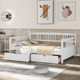 Full Size Daybed Wood Bed with Two Drawers,White 67032635