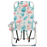 63*70*99cm Heightened Oxford Cloth Silver White Aluminum Tube Bearing 100kg Beach Chair Flamingo 01440155