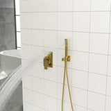 Dual Shower Head - 12 Inch Ceiling Mount Square Shower System with Rough-in Valve, Gold W1243132401