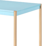 Baby Blue and Gold Writing Desk with USB Ports B062P184576