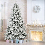 ZUN 6FT PE&PVC Flocked Artificial Christmas ,With 1100 branch tips and metal stand,Foldable Fake W1773P199059