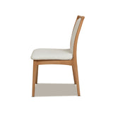 Scandi Upholstered Natural Light Brown Wood Dining Chair, Set of 2, White Pepper Stain Resistant B2719P238261