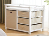 White painted pine wood frame, removable top, 87*53*87.5cm children's wooden bed with 3 fabric 45241765