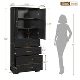 72.2'' Tall Freestanding Bathroom Cabinet with 3 Drawers , Adjustable N729P296769B