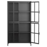 Premium Black Metal Storage Cabinet with Tempered Glass Doors, Adjustable Shelves, Anti-Tipping T2398P263577