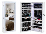 Non Full Wooden Wall Mounted 4-Layer Shelf, 2 Drawers, 8 Blue LED Lights, Jewelry Storage 87850025