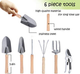 ZUN 9 PCS Garden Tools Set Ergonomic Wooden Handle Sturdy Stool with Detachable Tool Kit Perfect for W2181P153965