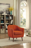 Orange Fabric Upholstered Accent Chair 1pc Espresso Finish Legs Button Tufted Solid Wood Furniture B011P182506