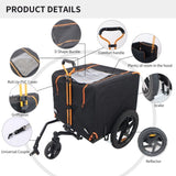Foldable Pet Jogging Stroller Dog Carriers Bicycle Trailer Pet Dog Cat Bike Trailer Orange and Black W1364P214074