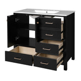 36'' Bathroom Vanity with Ceramic Sink Combo, Solid Wood Frame Bathroom Storage Cabinet, N710P276691B