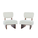 Modern Beige Lounge Chair with Polyester Upholstery, Sturdy Wood Base With Walnut Finish, N767P241702W