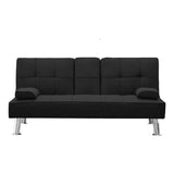 ZUN Modern Convertible Folding Futon Sofa Bed with2 Cup holders , Fabric Loveseat Sofa Bed with W58834776