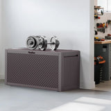 90gal Outdoor Garden Plastic Storage Deck Box Chest Tools Cushions Toys Lockable Seat 68838891