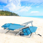 ZUN 63*65*82cm Short Oxford Cloth Silver White Aluminum Tube Bearing 100kg Beach Chair Blue 13123085