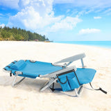 ZUN 63*65*82cm Short Oxford Cloth Silver White Aluminum Tube Bearing 100kg Beach Chair Blue 13123085