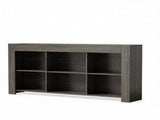 Rustic Wood Console Table with 6 Storage Cubes 64269160