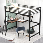 ZUN Twin Size Loft Metal&MDF Bed with Desk and Shelf, Black 23364154