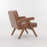 Hengming wooden leg leisure chair with handrails, cushions.uitable for living room, bedroom, study W212P156163