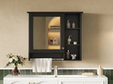 3-in-1 Bathroom Mirror Cabinet, 24-inch Wall Mounted Medicine Cabinet with Adjustable Shelf & Tower 79333181