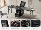Portable Nail Table Desk, Foldable Rolling Manicure Table with Wheel, Makeup Train Case for Nail 56220372