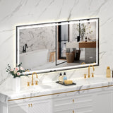 72x36" Black Eco-Friendly Silver MirrorDual LED Light StripsFront and Back Lighting T3177P320579