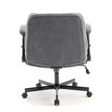 Chair with Wheels and Flip Arms-Comfy Fabric Cross Legged Office Chair with Thick Cushion&Wide Seat, 67061151