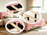 Full Size Upholstered Platform Bed Frame with 46" Tufted Boucle Headboard, Wooden Slat Support, 01696161