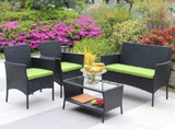 4 PC Rattan Patio Furniture Set Outdoor Patio Cushioned Seat Wicker Sofa W20985038